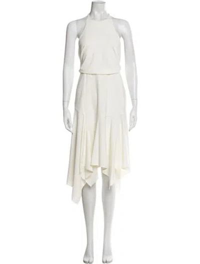 Pre-owned Halston Crew Neck Midi Length Dress W/ Tags In Neutral