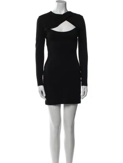 Pre-owned Halston Crew Neck Mini Dress In Black