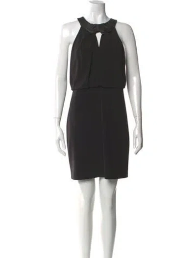 Pre-owned Halston Crew Neck Mini Dress In Black