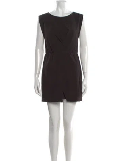 Pre-owned Halston Crew Neck Mini Dress In Black