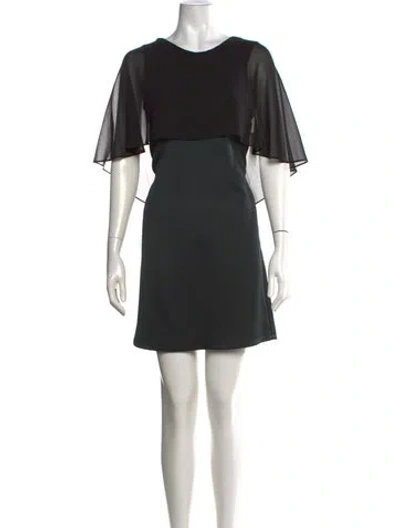Pre-owned Halston Crew Neck Mini Dress In Black