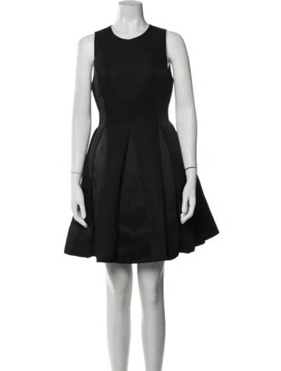Pre-owned Halston Crew Neck Mini Dress In Black