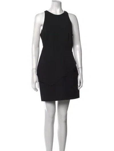 Pre-owned Halston Crew Neck Mini Dress In Black