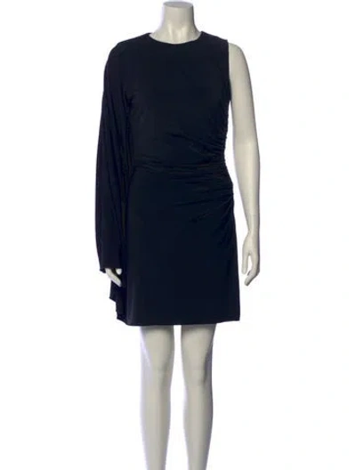 Pre-owned Halston Crew Neck Mini Dress In Blue