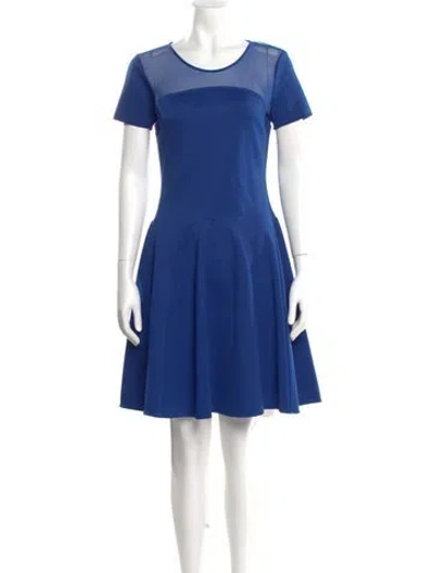 Pre-owned Halston Crew Neck Mini Dress In Blue