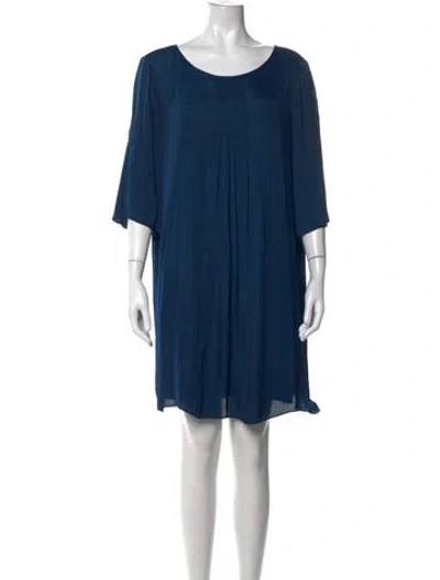 Pre-owned Halston Crew Neck Mini Dress In Blue