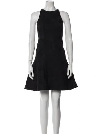 Pre-owned Halston Crew Neck Mini Dress In Gray