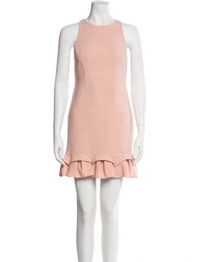 Pre-owned Halston Crew Neck Mini Dress In Neutral