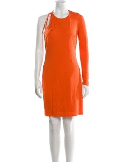 Pre-owned Halston Crew Neck Mini Dress In Orange