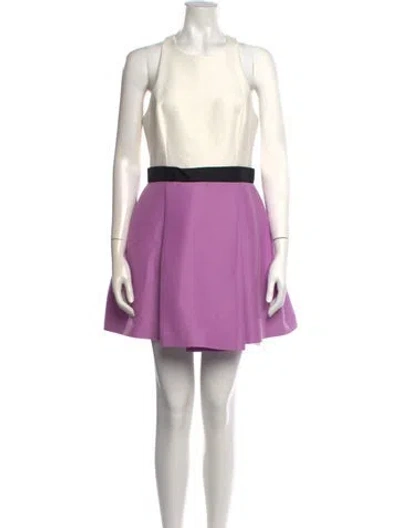 Pre-owned Halston Crew Neck Mini Dress In Purple