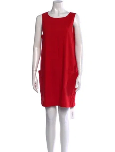 Pre-owned Halston Crew Neck Mini Dress In Red