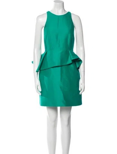 Pre-owned Halston Crew Neck Mini Dress W/ Tags In Green