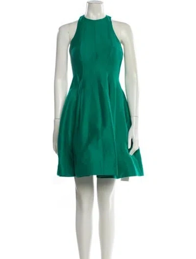 Pre-owned Halston Crew Neck Mini Dress W/ Tags In Green