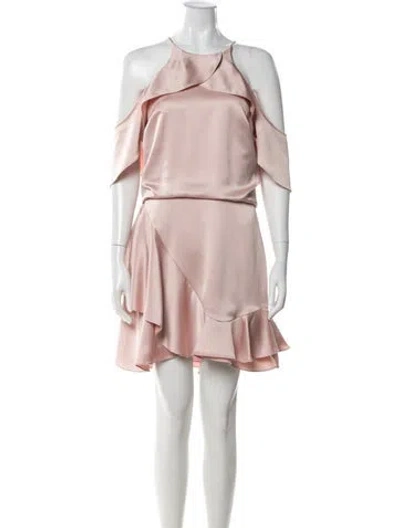 Pre-owned Halston Crew Neck Mini Dress W/ Tags In Pink