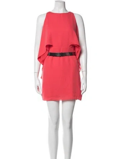 Pre-owned Halston Crew Neck Mini Dress W/ Tags In Pink