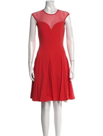 Pre-owned Halston Crew Neck Mini Dress W/ Tags In Red
