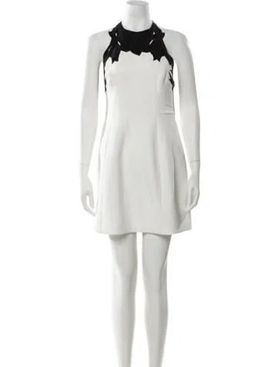 Pre-owned Halston Crew Neck Mini Dress In White