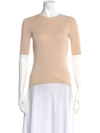 Pre-owned Halston Crew Neck Short Sleeve Top In Neutral