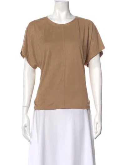 Pre-owned Halston Crew Neck Short Sleeve T-shirt In Neutral