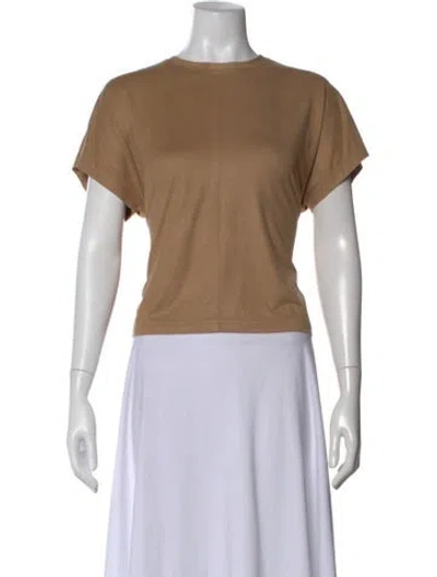 Pre-owned Halston Crew Neck Short Sleeve T-shirt In Neutral