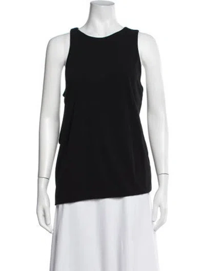Pre-owned Halston Crew Neck Sleeveless Top In Black