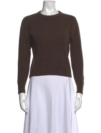 Pre-owned Halston Crew Neck Sweater In Brown