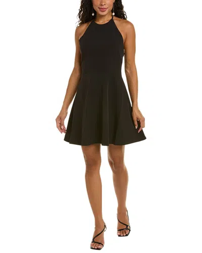 Halston Davina Rhinestone Fit-&-flare Halter Mini Dress In Black