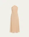 Halston Denise Sleeveless Sequin Halter Midi Dress