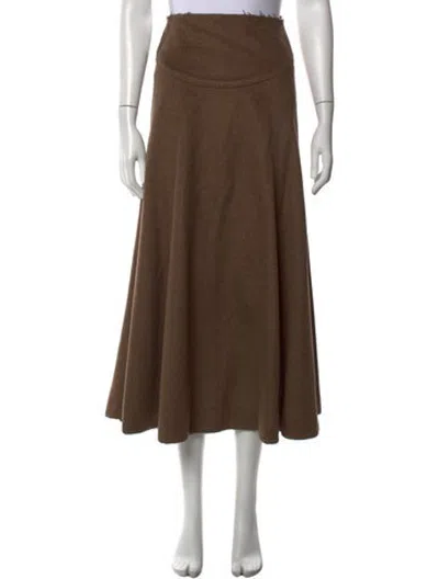 Pre-owned Halston Distressed Accents Long Skirt In Brown