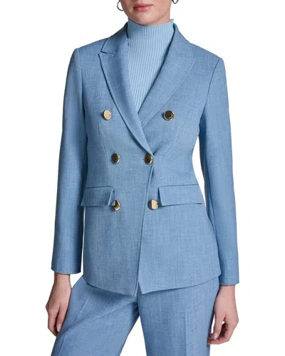 Halston Double Breasted Blazer In Blue