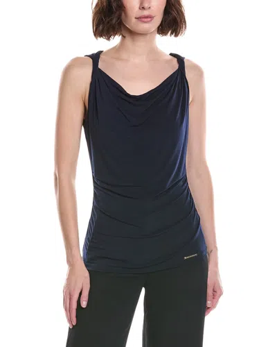 Halston Draped Front Tank Top In Blue