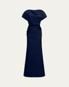 Shop Halston Draped Satin Trumpet Gown