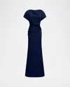 Halston Draped Satin Trumpet Gown