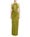 Halston Elin Gloss Jersey Gown In Green