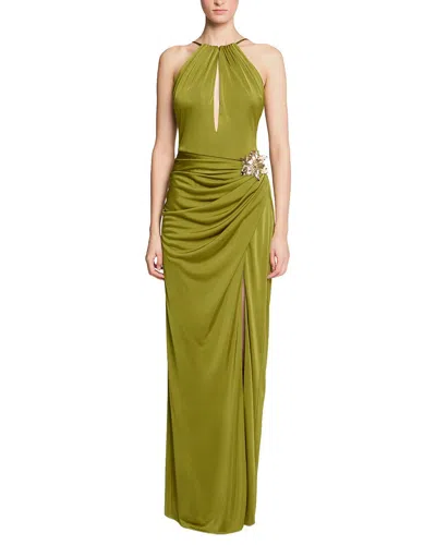 Halston Elin Gloss Jersey Gown In Green