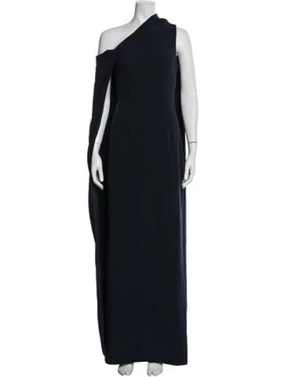 Pre-owned Halston Elycia Gown Long Dress In Blue