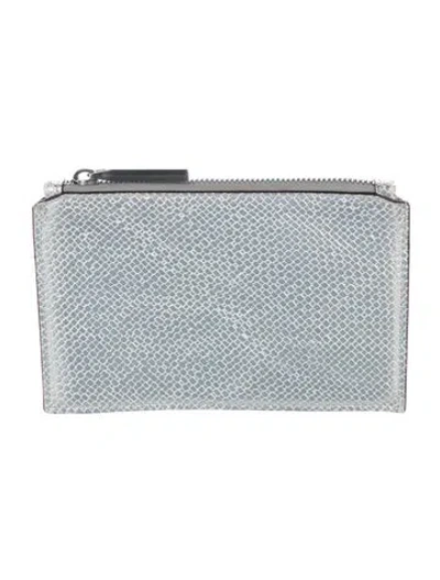 Pre-owned Halston Embossed Cosmetic Bag In Silver