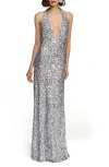 HALSTON HALSTON ENA HALTER SEQUIN GOWN