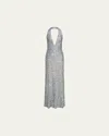 Halston Ena Halter Sequin Gown In Silver