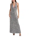Halston Ena Sequin Gown In Gray