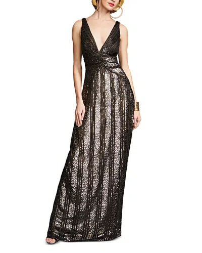 Halston Esra Sequined Gown In Black