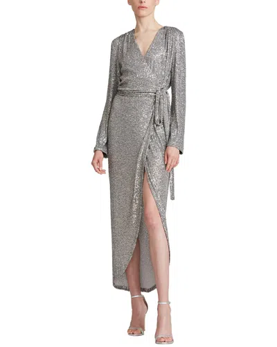 Halston Falan Sequin Gown In Silver