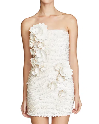 Halston Farren Pailette Mini Dress In Ivory