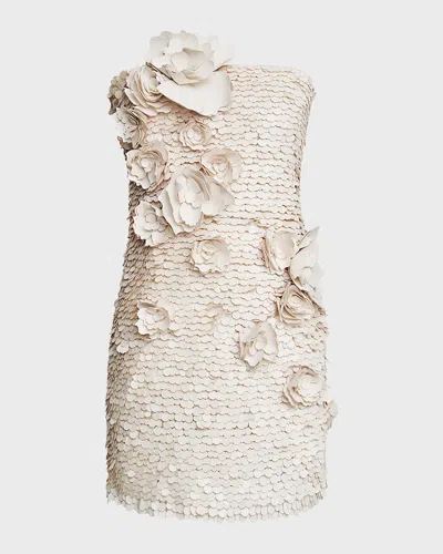 Halston Farren Strapless Paillette & Applique Gown In White