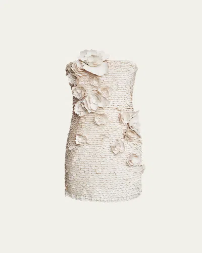 Halston Farren Strapless Paillette & Applique Gown In Ivory