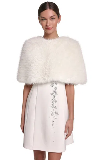 Halston Faux Fur Capelet In White