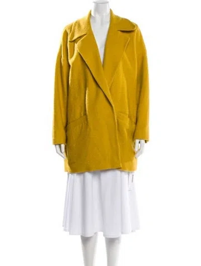 Pre-owned Halston Faux Fur Coat In Yellow