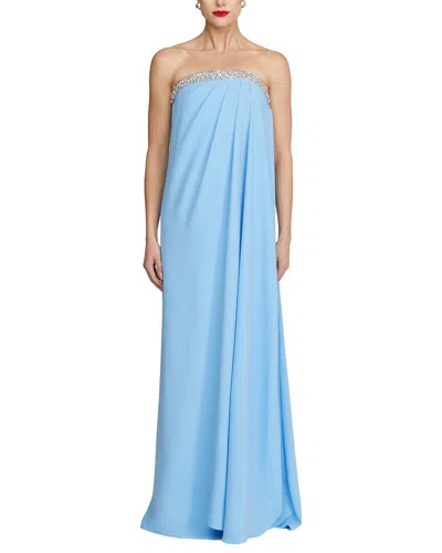 Halston Fleur Strapless Gown In Blue