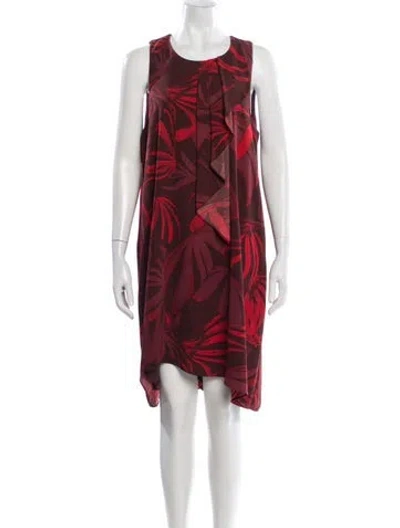 Pre-owned Halston Floral Print Knee-length Dress In Multi