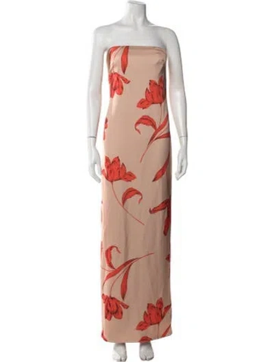Pre-owned Halston Floral Print Long Dress In Multicolor
